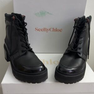 See By Chloé Black Combat Boots – Size 41 EU